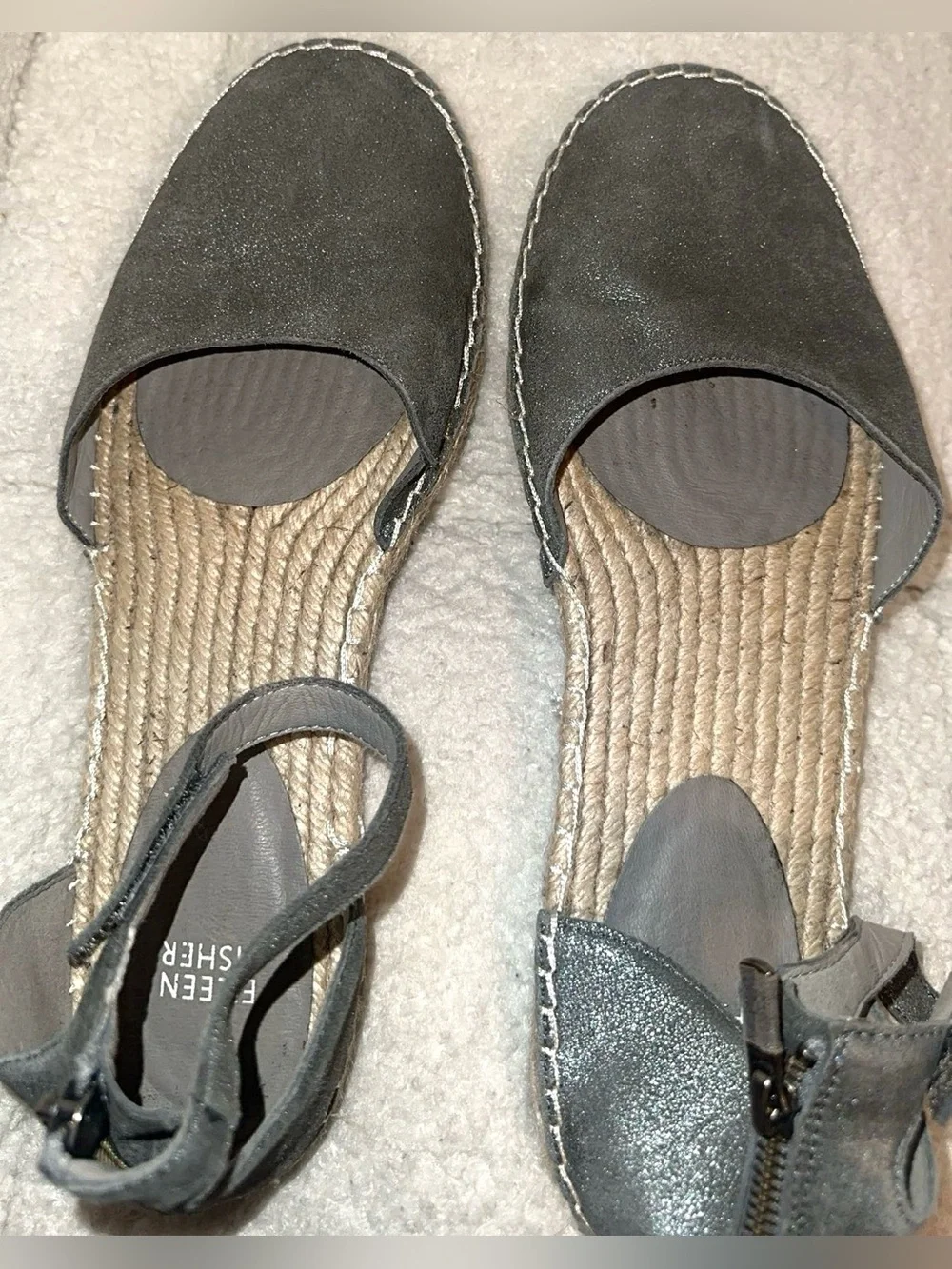 Eileen Fisher Lala Espidrille Flats in Metallic Gray